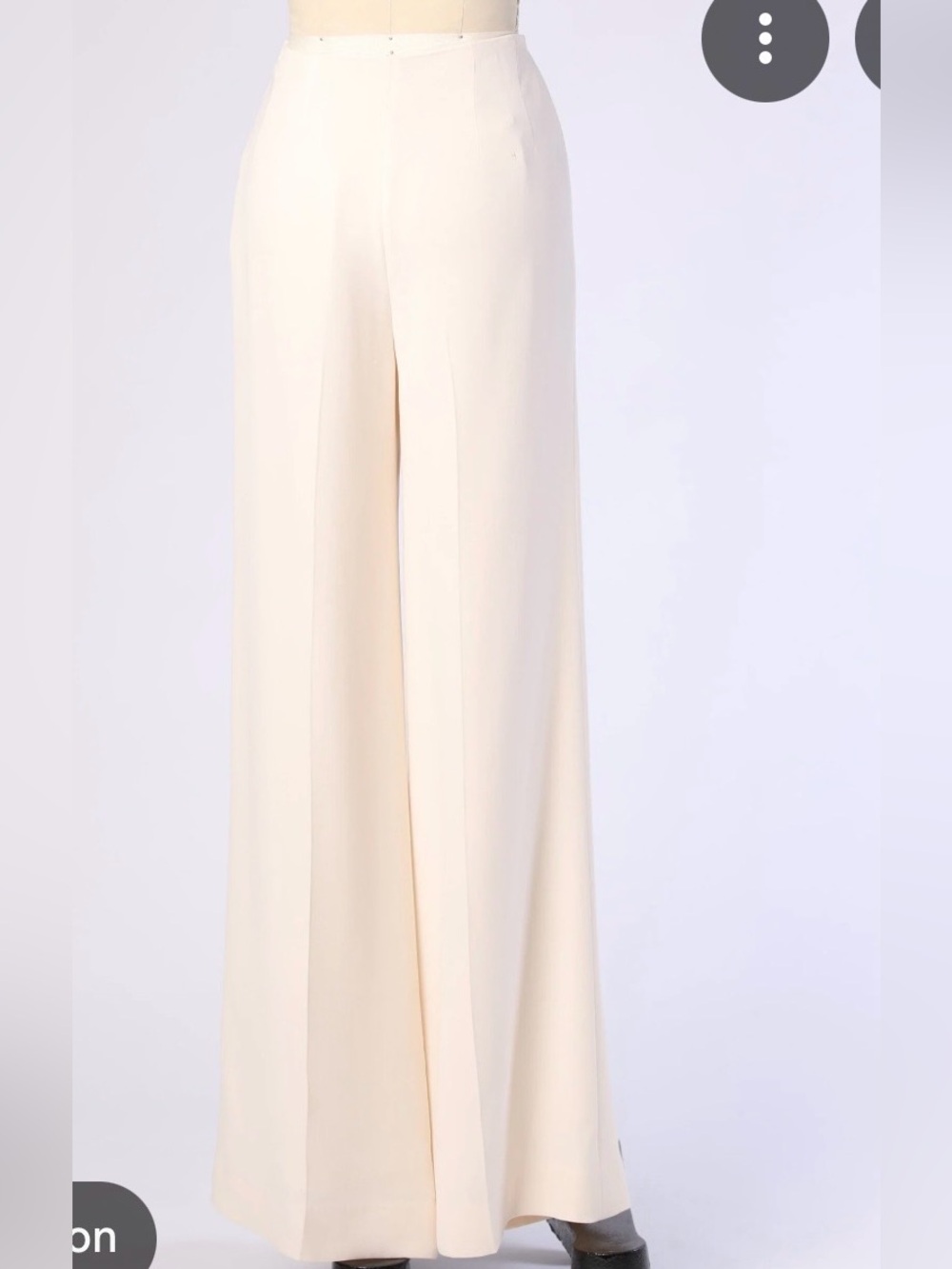Ralph Lauren White Wide-Leg High-Rise Pants with Side Button Placket